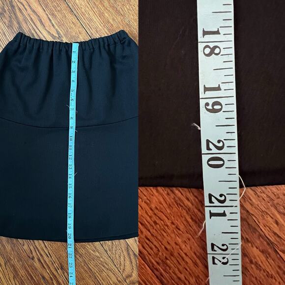 80s/90s Vintage Homemade Black Full Skirt Size XS Elastic Waist Midi Minimalist - Picture 10 of 16
